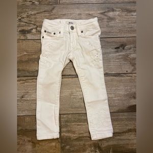 Polo Ralph Lauren White Denim Jeans with Floral Embroidery